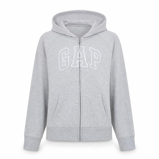 Gap Women’s Grey Full Zip Hoodie L Cotton Blend Logo Casual