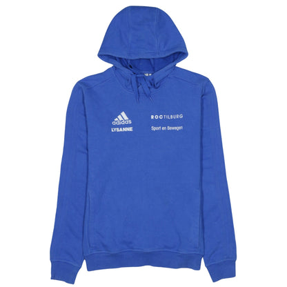 Adidas Men's Blue XS Pullover Hoodie with Logo and Drawstring