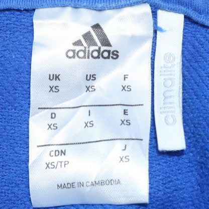 Adidas Men's Blue XS Pullover Hoodie with Logo and Drawstring
