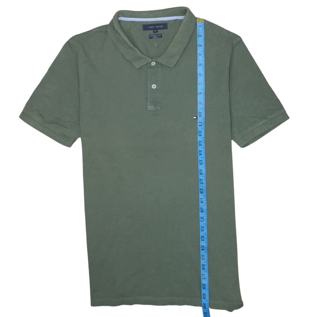 Tommy Hilfiger Men's Green Slim Fit 2XL Cotton Polo Shirt