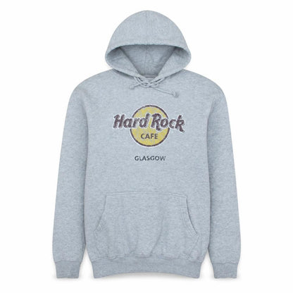 Hard Rock Cafe Glasgow Men's Grey Pullover Hoodie Size L