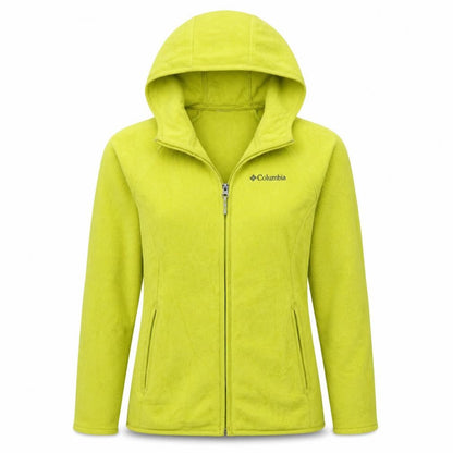 Columbia Womens Yellow Fleece Full Zip Hooded Jacket Size 12