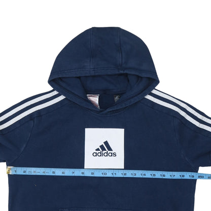 Adidas Boys Blue Pullover Hoodie 13-14 Years Fleece Logo Sportswear