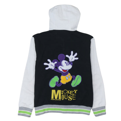 Disneyland Paris Men’s Black Hoodie S Mickey Mouse Embroidered Varsity Style