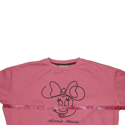 Disney Women Pink Minnie Mouse Crew Neck Sweatshirt Size 12/14