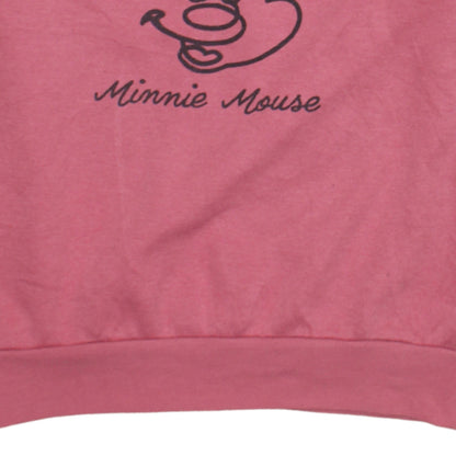 Disney Women Pink Minnie Mouse Crew Neck Sweatshirt Size 12/14