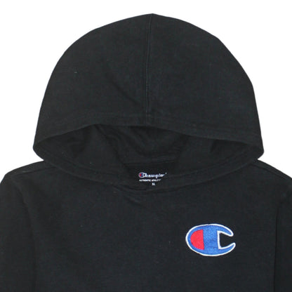 Champion Womens Black XL Pullover Hoodie With Logo Detail