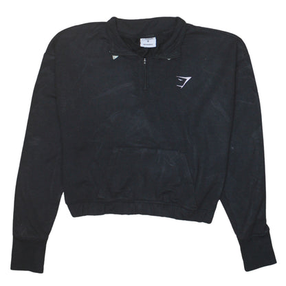 Gymshark Women's Black 1/2 Zip Pullover Sweatshirt M Viscose Blend