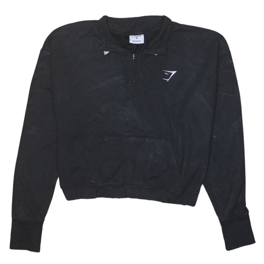 Gymshark Women's Black 1/2 Zip Pullover Sweatshirt M Viscose Blend