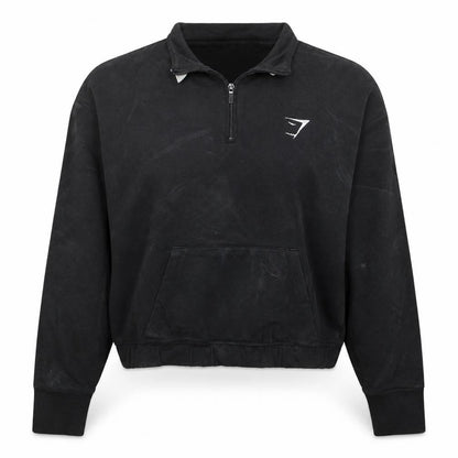 Gymshark Women's Black 1/2 Zip Pullover Sweatshirt M Viscose Blend