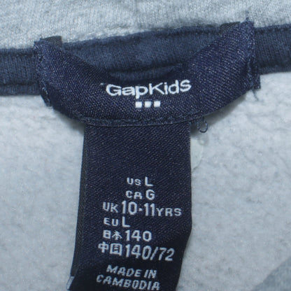 GAP Boys Grey Pullover Hoodie 10-11 Years Fleece Logo Hooded Sweatshirt