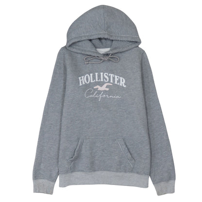 Hollister Women’s Grey Pullover Hoodie L Cotton Blend Logo Sweatshirt