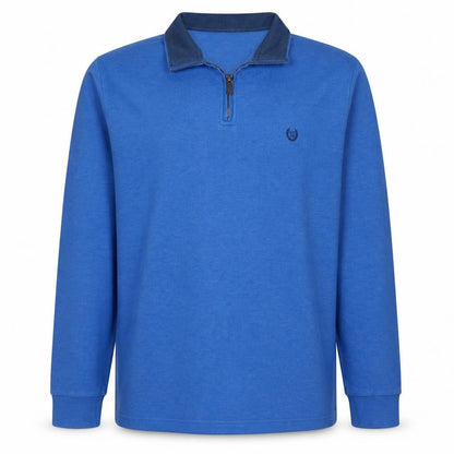 Chaps Men Blue 2XL Collared 1/4 Zip Cotton Blend Sweatshirt