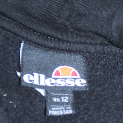 Ellesse Womens Black Pullover Hoodie UK 12 Hooded Sweatshirt