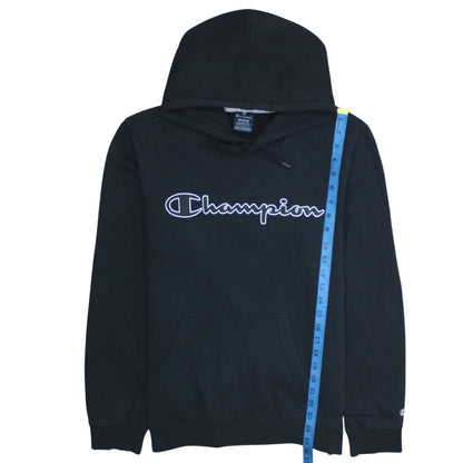 Champion Men's Black Pullover Hoodie Medium Logo Fleece Sweatshirt