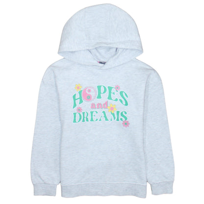Primark Girls Grey 'Hopes and Dreams' Pullover Hoodie 8-9 Years