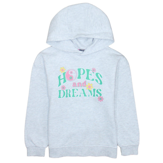 Primark Girls Grey 'Hopes and Dreams' Pullover Hoodie 8-9 Years