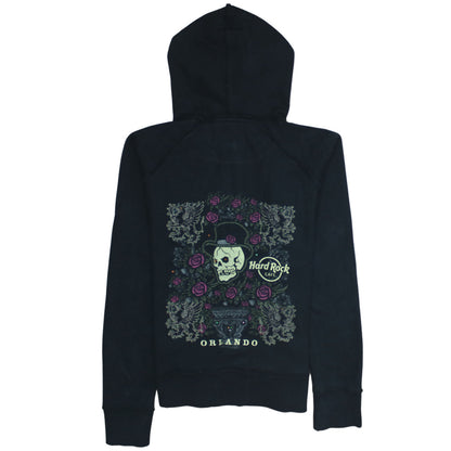 Hard Rock Cafe Women's Black XL Full Zip Hoodie Embroidered Skull Design
