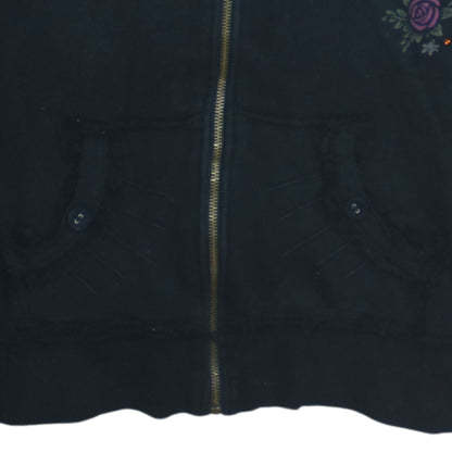 Hard Rock Cafe Women's Black XL Full Zip Hoodie Embroidered Skull Design