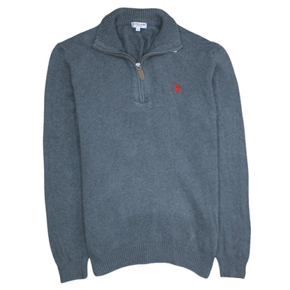 U.S. Polo Assn. Men's Grey Half Zip Cotton Jumper Size L