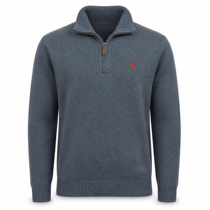 U.S. Polo Assn. Men's Grey Half Zip Cotton Jumper Size L