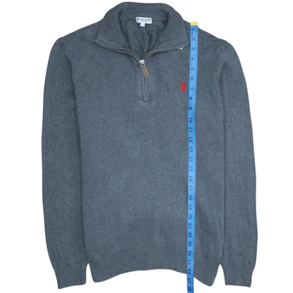 U.S. Polo Assn. Men's Grey Half Zip Cotton Jumper Size L