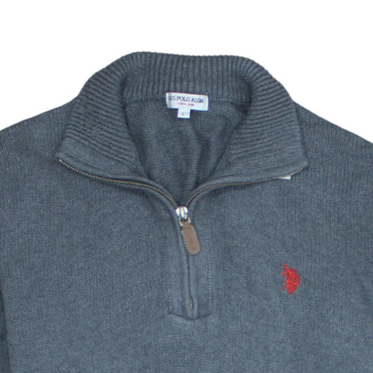 U.S. Polo Assn. Men's Grey Half Zip Cotton Jumper Size L
