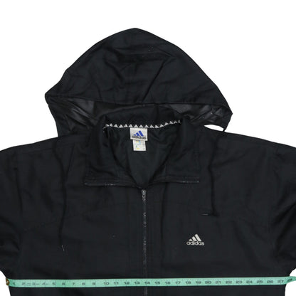 Adidas Men's Black L Windbreaker Hooded Sports Jacket