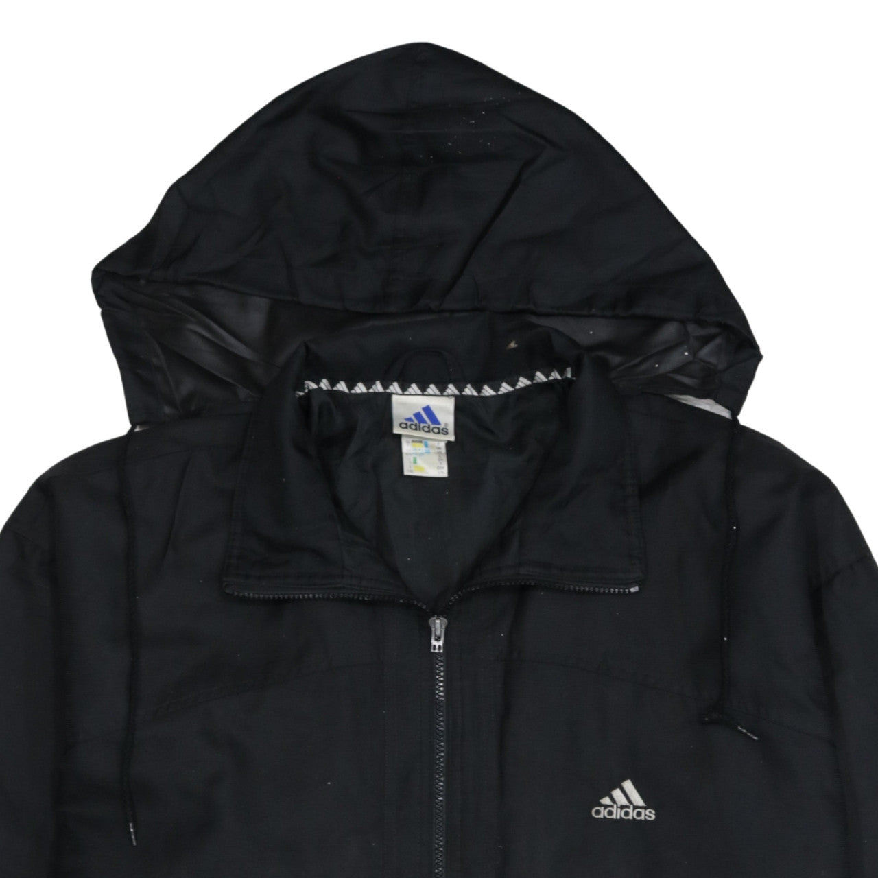 Adidas Men's Black L Windbreaker Hooded Sports Jacket