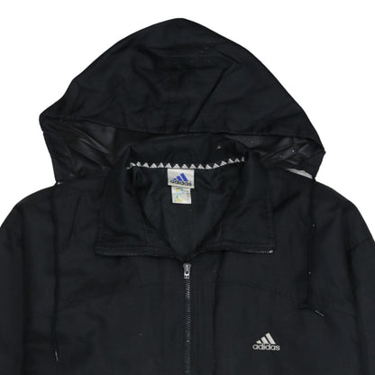 Adidas Men's Black L Windbreaker Hooded Sports Jacket