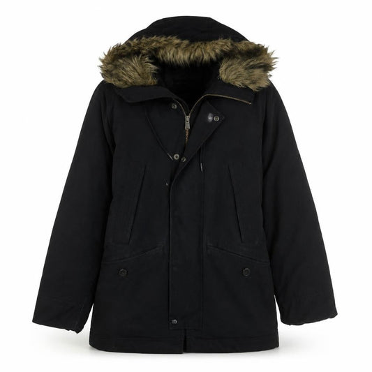 Gap Mens Black XS Hooded Faux Fur Trim Parka Winter Coat