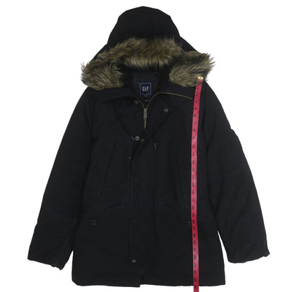 GAP Mens Black XS Hooded Faux Fur Trim Parka Winter Coat