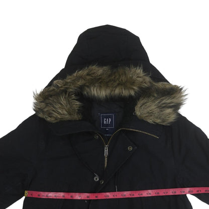 GAP Mens Black XS Hooded Faux Fur Trim Parka Winter Coat