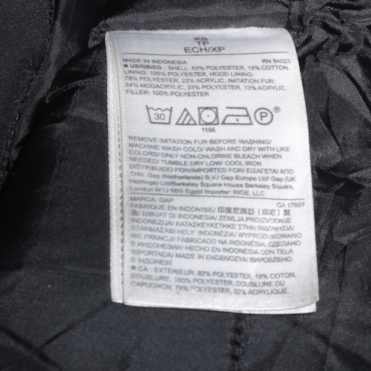 GAP Mens Black XS Hooded Faux Fur Trim Parka Winter Coat