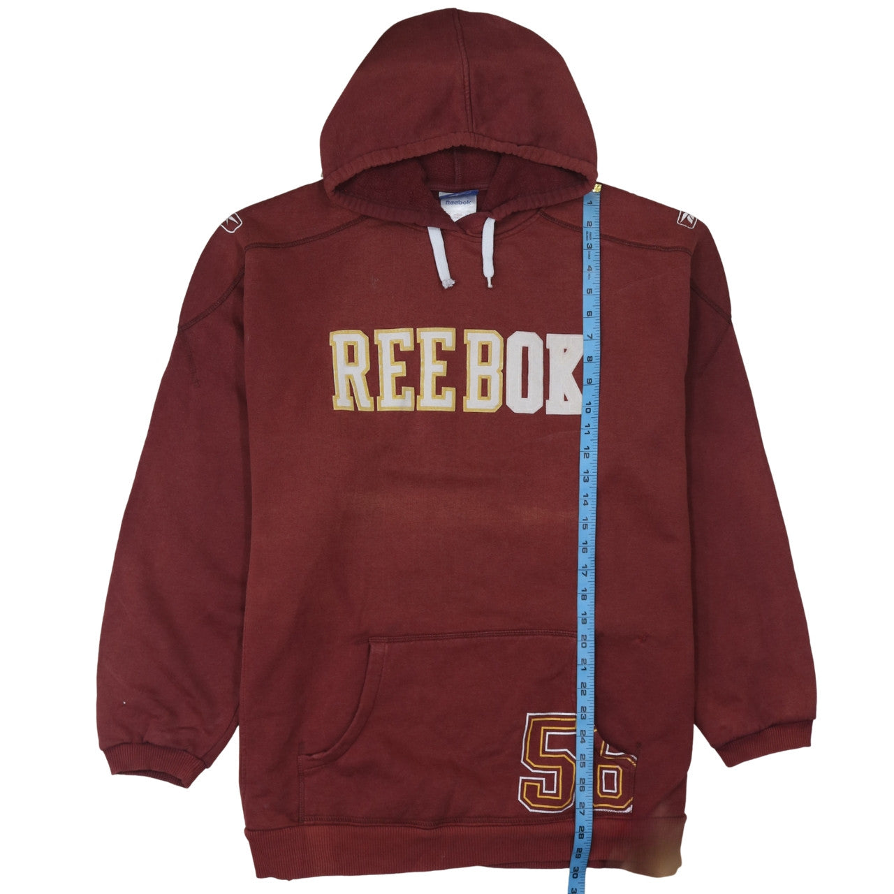 Reebok Mens Red L Pullover Hoodie Logo Sports Style Sweatshirt