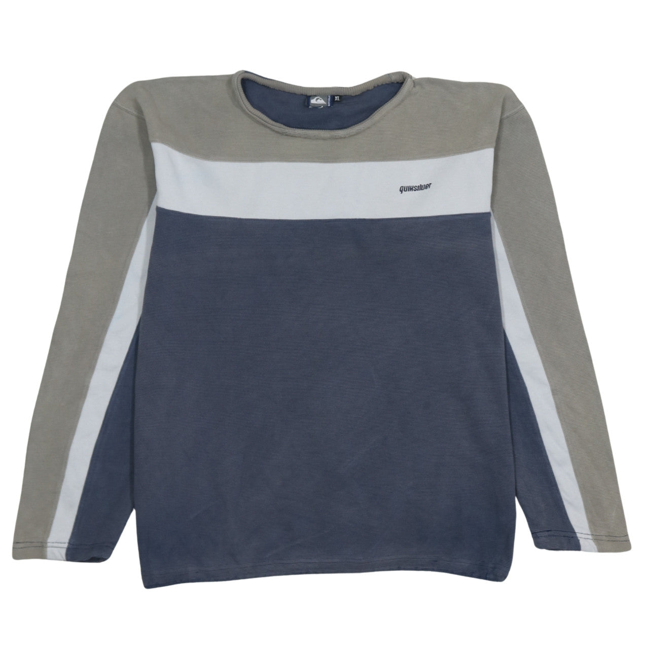 Quiksilver Men’s Blue XL Striped Crew Neck Pullover Sweatshirt