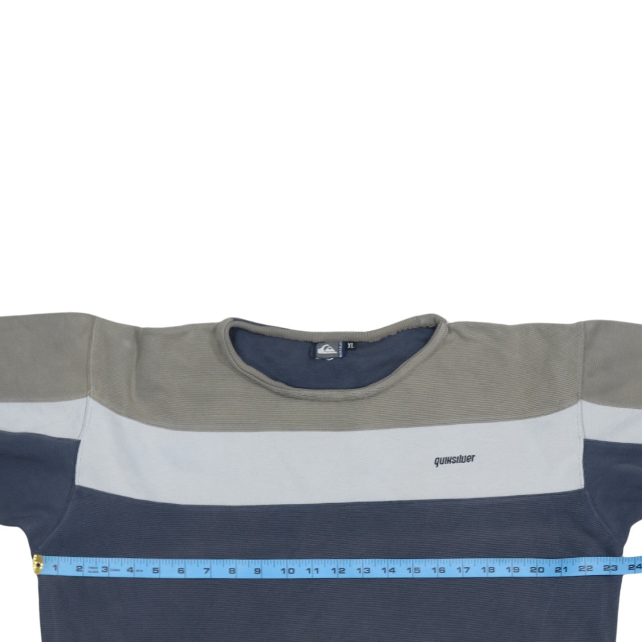 Quiksilver Men’s Blue XL Striped Crew Neck Pullover Sweatshirt