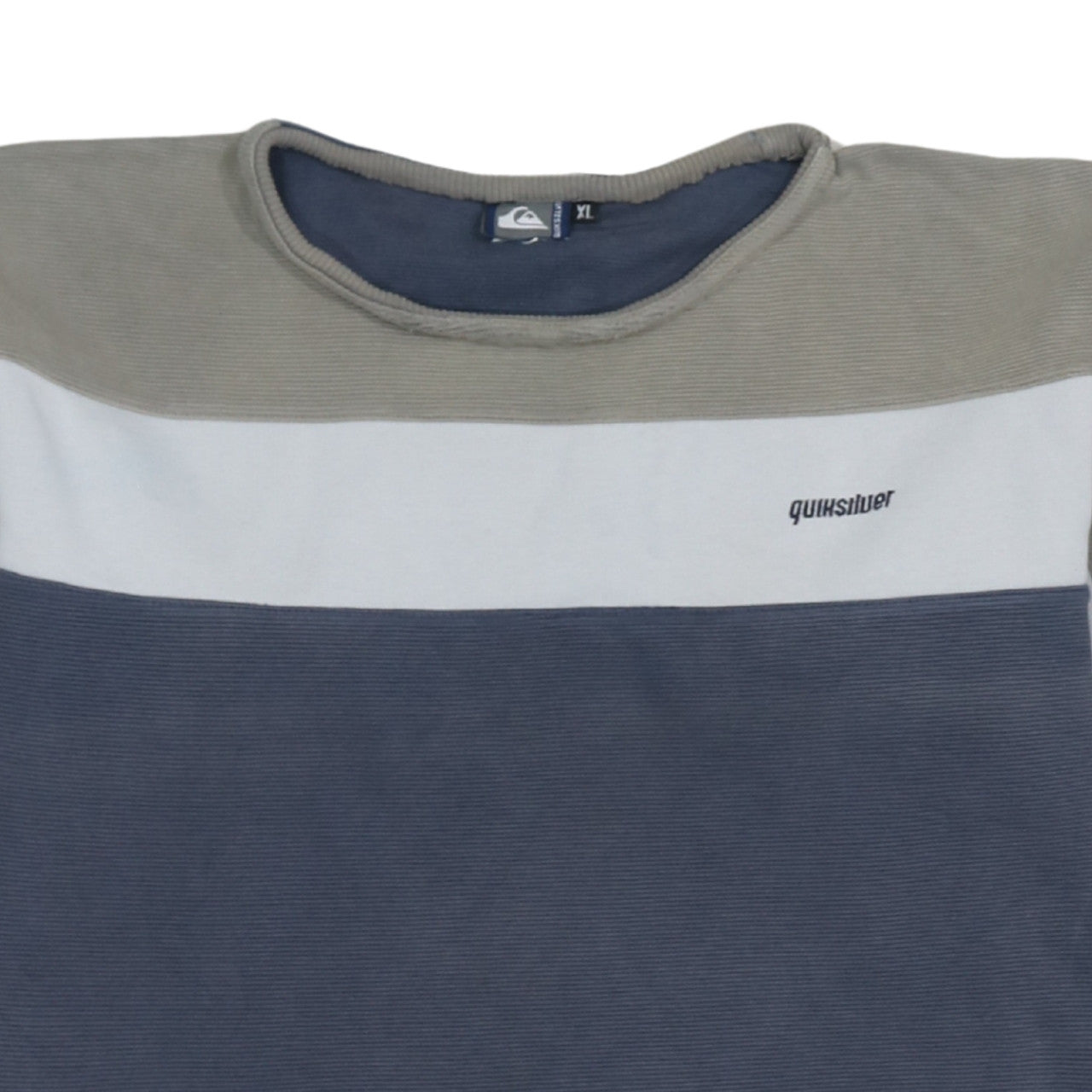 Quiksilver Men’s Blue XL Striped Crew Neck Pullover Sweatshirt