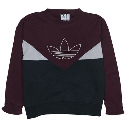 Adidas Womens Burgundy Black Crew Neck Pullover Sweatshirt XS