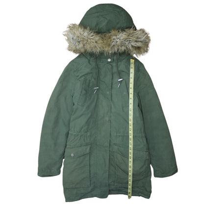 Tommy Jeans Womens Green XS Fur Hooded Parka Coat