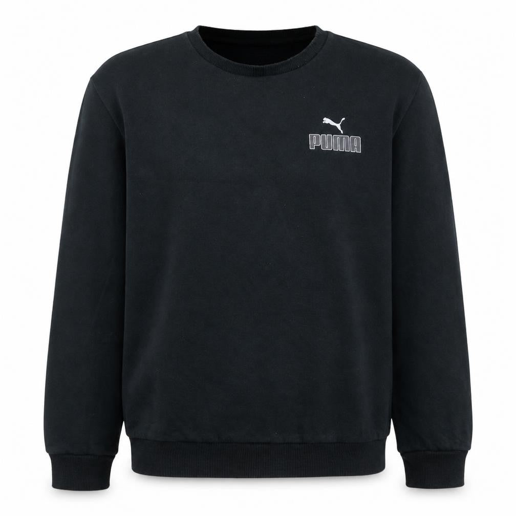 Puma Men’s Black Crew Neck Logo Sweatshirt Size M Regular Fit