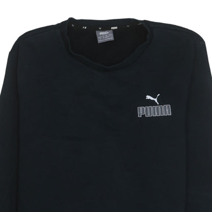 Puma Men’s Black Crew Neck Logo Sweatshirt Size M Regular Fit