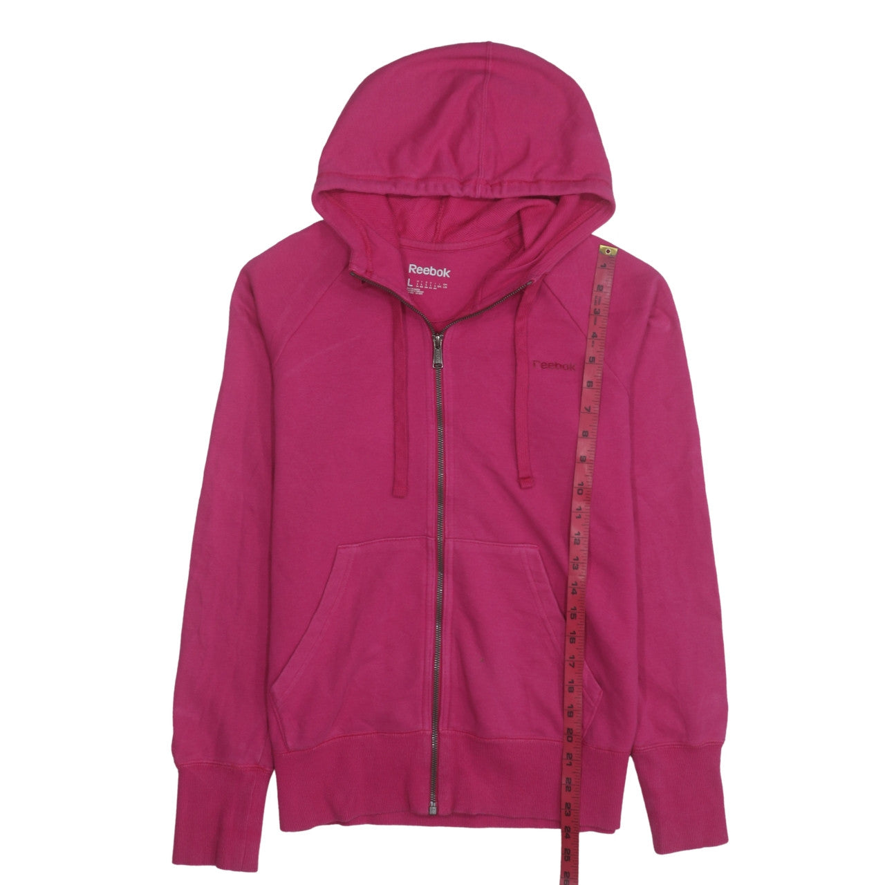 Reebok Womens Pink Full Zip Hoodie Size L Cotton Blend Casual