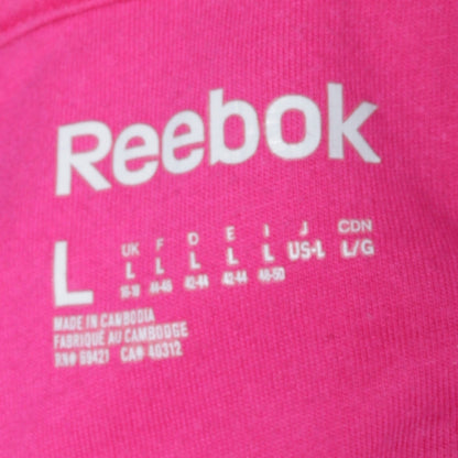 Reebok Womens Pink Full Zip Hoodie Size L Cotton Blend Casual