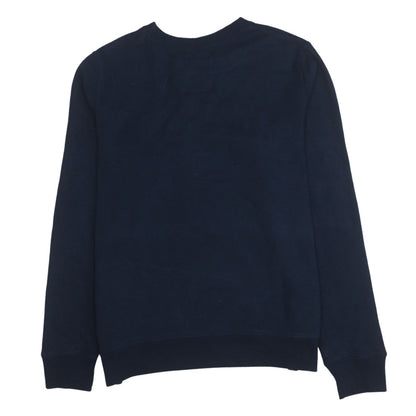 Hollister Men's Blue Embroidered Logo Crew Neck Pullover Sweatshirt L