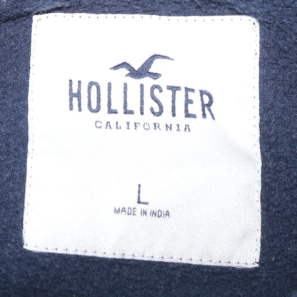 Hollister Men's Blue Embroidered Logo Crew Neck Pullover Sweatshirt L
