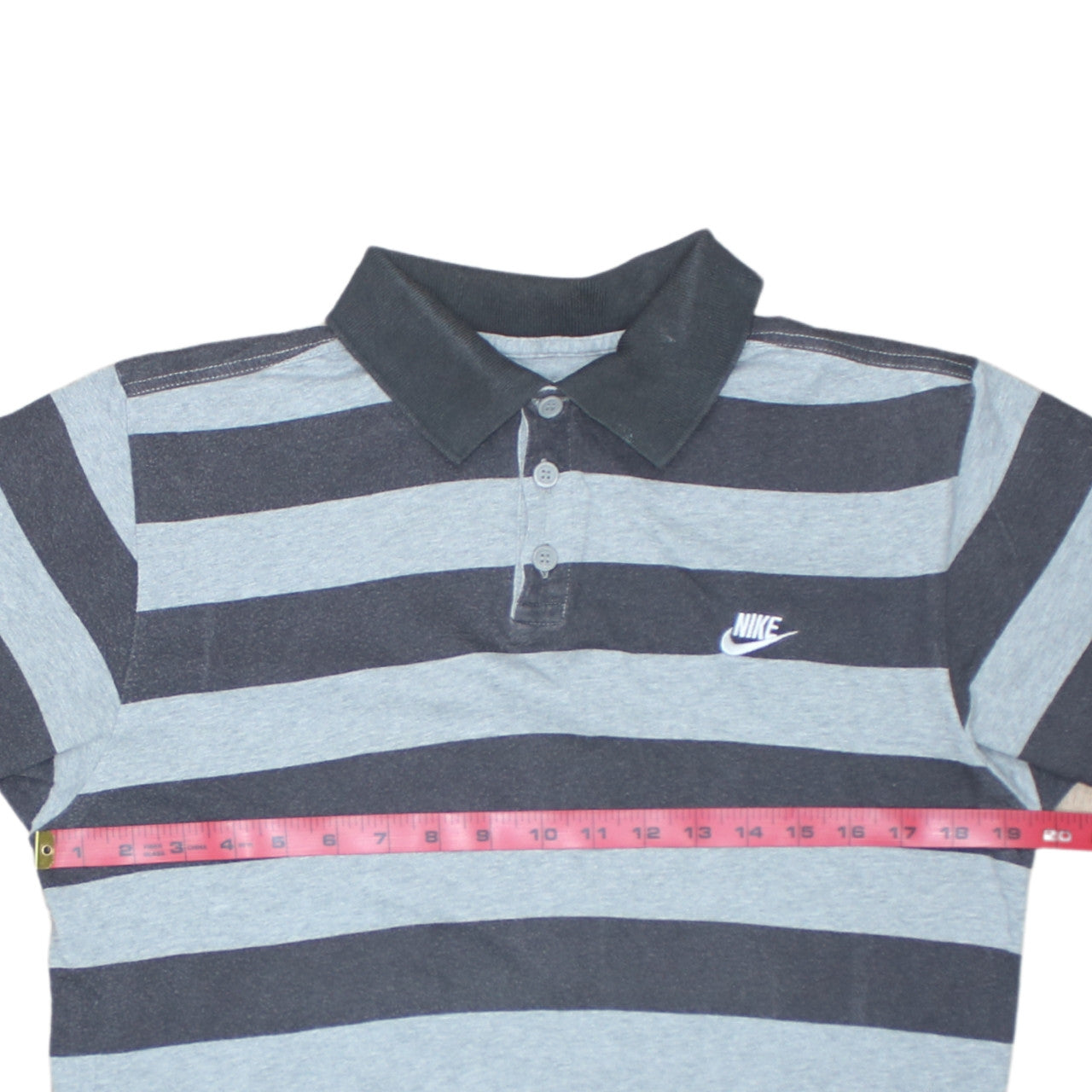 Nike Teens Grey Striped Polo Shirt XL 13/15 Regular Fit Collared