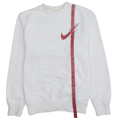 Nike Men's White Small Logo Pullover Sweatshirt Just Do It Crew Neck