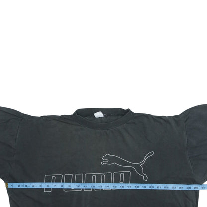 Puma Womens Black Cropped Relaxed Fit Cotton T-Shirt Size M