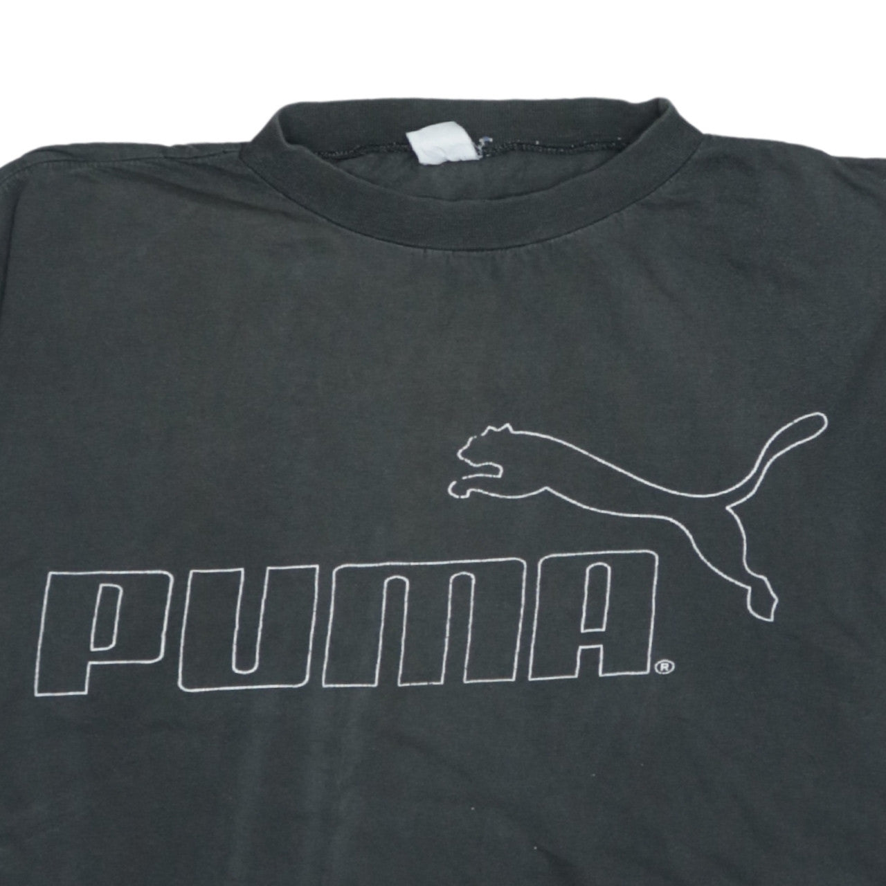 Puma Womens Black Cropped Relaxed Fit Cotton T-Shirt Size M